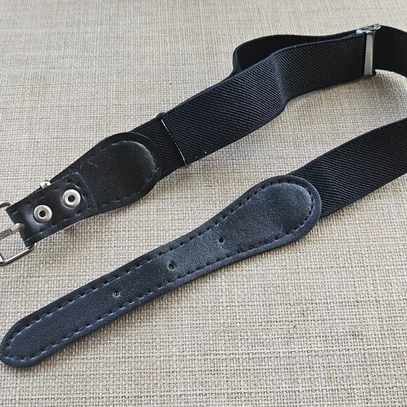 Dog Collar Vegan Faux Leather Black Silver Tone Buckle Pet Collar Adjustable - Picture 3 of 9